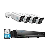 Reolink 4K Ultra HD 8-CH PoE Überwachungskamera Set, 8MP Video Überwachungssystem mit 4X 8MP IP Kameras, 8-CH NVR Rekorder mit 2TB HDD für Außen, Innen, Haus Sicherheit, RLK8-800B4
